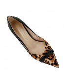 Francesco Milano Δερμάτινες Γόβες  Μαύρες Leopard Print 0801