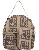 FRNC Τσάντα Backpack Μπεζ - Μαύρη 5326
