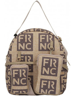 FRNC Τσάντα Backpack Μπεζ - Μαύρη 5326