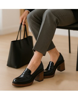 Dorking Δερμάτινα Loafers Μαύρα 9334