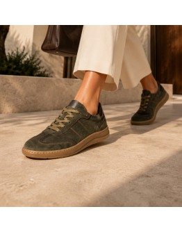 Fluchos Δερμάτινα Sneakers Χακί 2554