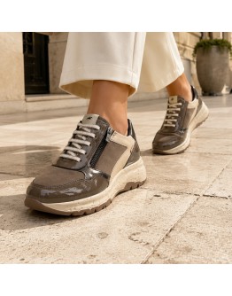Fluchos Δερμάτινα Sneakers Taupe 2308