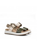 Fluchos Δερμάτινα Πέδιλα Χακί Πλατίνα 2166