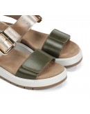 Fluchos Δερμάτινα Πέδιλα Χακί Πλατίνα 2166