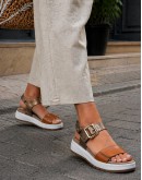 Fluchos Δερμάτινα Πέδιλα Καφέ Bronze 2166