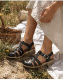 Mago Δερμάτινα Πέδιλα Μαύρα 0371580