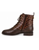 MLV Δερμάτινα Μποτάκια Καφέ Croco Regina 04