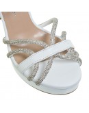 Mourtzi Δερμάτινα Πέδιλα Λευκά Με Strass 85049