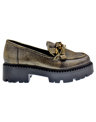 Mourtzi Δερμάτινα Loafers Χρυσά 41801