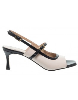 Mourtzi Δερμάτινα Πέδιλα Mule Εκρού-Μαύρα 553A35