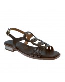 Oh My Sandals Δερμάτινα Πέδιλα Flat Dark Brown 5874