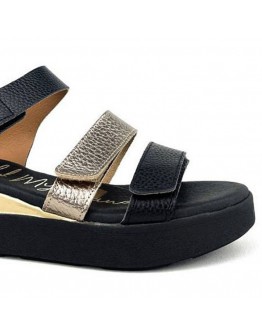 Oh My Sandals Δερμάτινες Πλατφόρμες Μαύρες 5674
