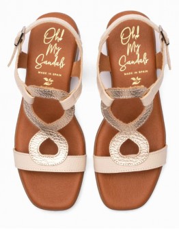 Oh My Sandals Δερμάτινα Πέδιλα Flat Εκρού 5893