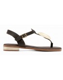 Oh My Sandals Δερμάτινα Πέδιλα Flat Καφέ 5864