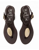 Oh My Sandals Δερμάτινα Πέδιλα Flat Καφέ 5864