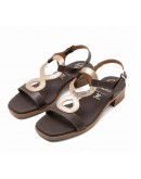 Oh My Sandals Δερμάτινα Πέδιλα Flat Καφέ 5893