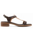 Oh My Sandals Δερμάτινα Πέδιλα Flat Καφέ 5893