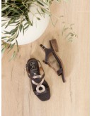 Oh My Sandals Δερμάτινα Πέδιλα Flat Καφέ 5893