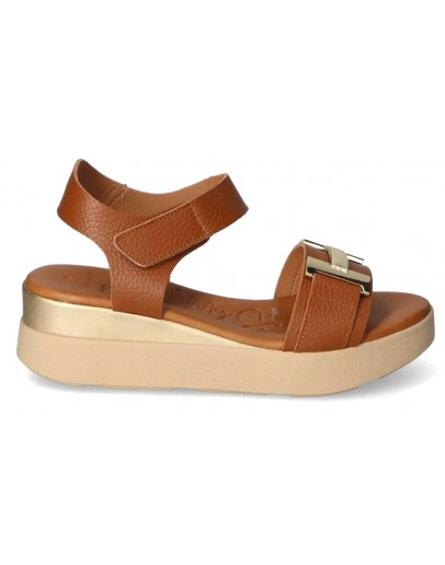 Oh My Sandals Δερμάτινες Πλατφόρμες Καφέ 5672
