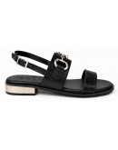 Oh My Sandals Δερμάτινα Πέδιλα Flat Μαύρα 5873
