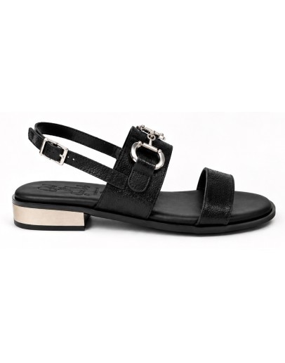 Oh My Sandals Δερμάτινα Πέδιλα Flat Μαύρα 5873