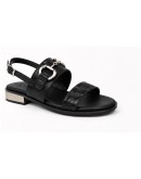 Oh My Sandals Δερμάτινα Πέδιλα Flat Μαύρα 5873