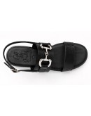 Oh My Sandals Δερμάτινα Πέδιλα Flat Μαύρα 5873