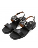 Oh My Sandals Δερμάτινα Πέδιλα Flat Μαύρα 5873