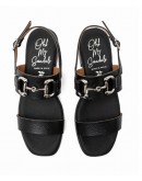 Oh My Sandals Δερμάτινα Πέδιλα Flat Μαύρα 5873