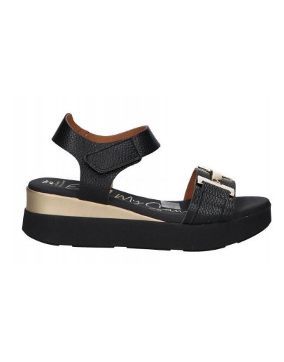 Oh My Sandals Δερμάτινες Πλατφόρμες Μαύρες 5672