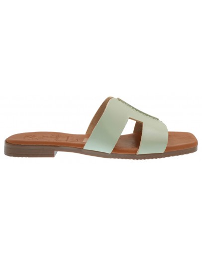 Oh My Sandals Δερμάτινα Πέδιλα Φλατ Μέντα 5814