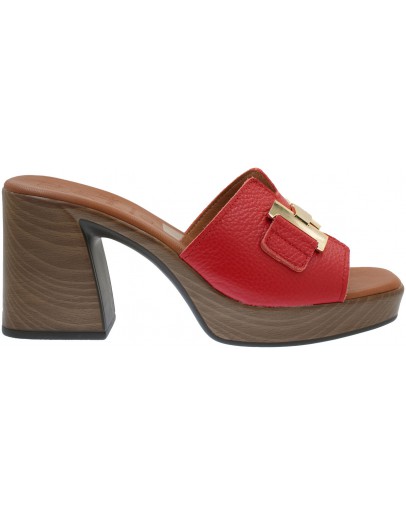 Oh My Sandals Δερμάτινα Mule Κόκκινα 5930