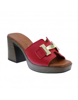 Oh My Sandals Δερμάτινα Mule Κόκκινα 5930