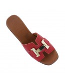 Oh My Sandals Δερμάτινα Mule Κόκκινα 5930