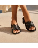 Oh My Sandals Δερμάτινα Mule Μαύρα 5902