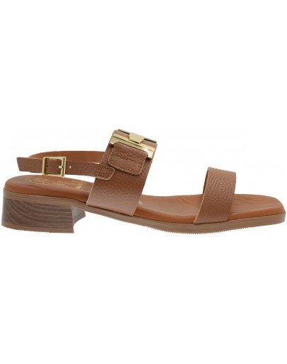 Oh My Sandals Δερμάτινα Πέδιλα Flat Καφέ 5892
