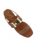 Oh My Sandals Δερμάτινα Πέδιλα Flat Καφέ 5892