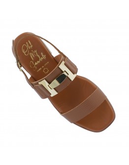 Oh My Sandals Δερμάτινα Πέδιλα Flat Καφέ 5892