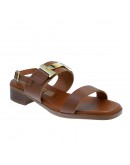 Oh My Sandals Δερμάτινα Πέδιλα Flat Καφέ 5892