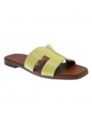 Oh My Sandals Δερμάτινα Πέδιλα Φλατ Κίτρινα 5814