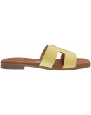 Oh My Sandals Δερμάτινα Πέδιλα Φλατ Κίτρινα 5814
