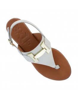 Oh My Sandals Δερμάτινα Πέδιλα Flat Λευκά 5860