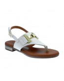 Oh My Sandals Δερμάτινα Πέδιλα Flat Λευκά 5860