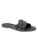 Oh My Sandals Δερμάτινα Πέδιλα Φλατ Καφέ 5805