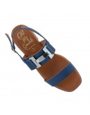 Oh My Sandals Δερμάτινα Πέδιλα Flat Μπλε 5892