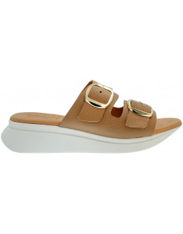 Oh My Sandals Δερμάτινα Πέδιλα Καφέ 5950