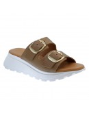 Oh My Sandals Δερμάτινα Πέδιλα Καφέ 5950