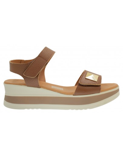 Oh My Sandals Δερμάτινες Πλατφόρμες Καφέ 5972