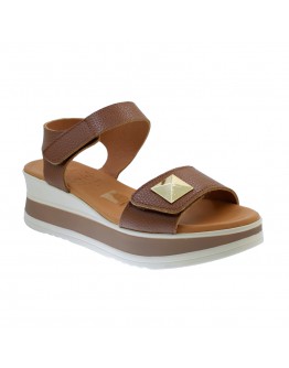 Oh My Sandals Δερμάτινες Πλατφόρμες Καφέ 5972