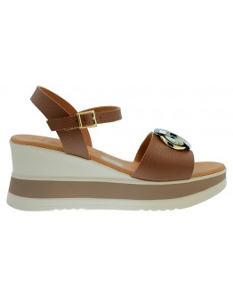 Oh My Sandals Δερμάτινες Πλατφόρμες Καφέ 5984